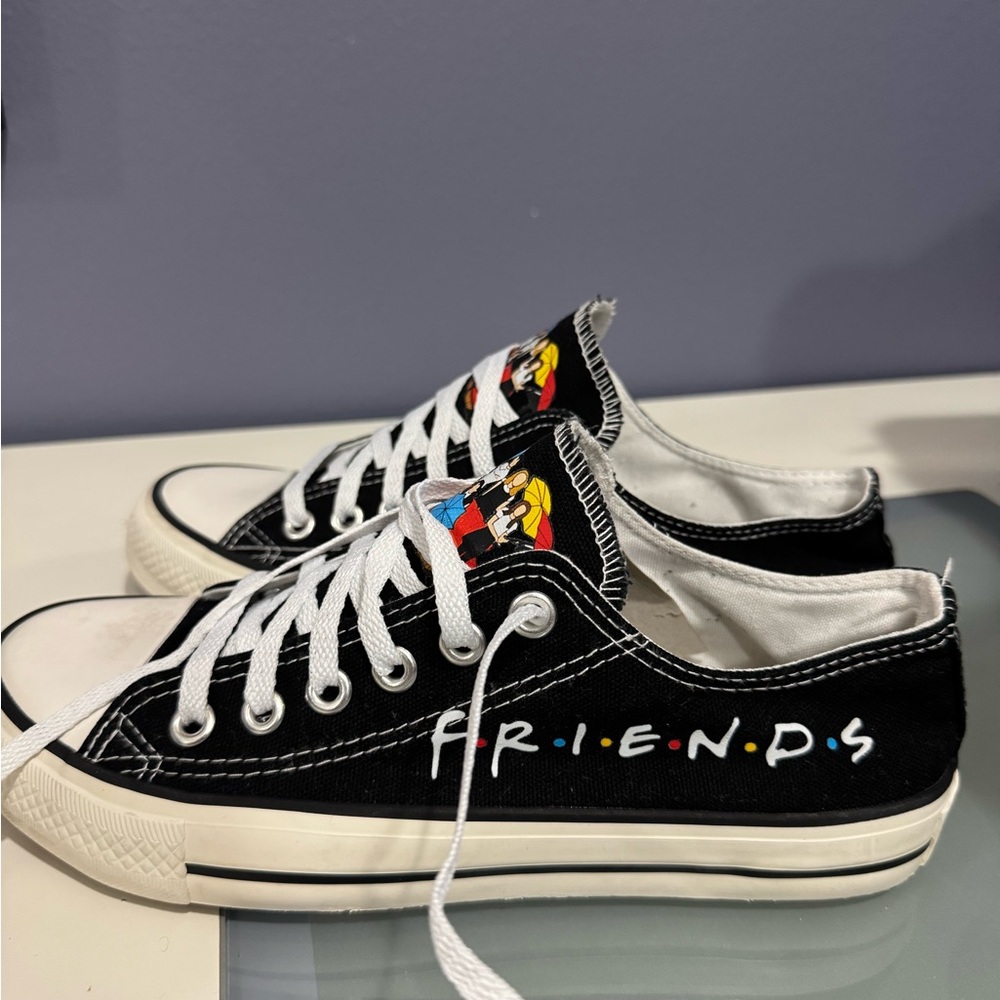 Mutuoni Black Canvas Sneakers with Friends Design
